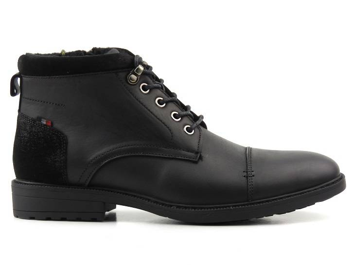 Eleganckie trzewiki męskie ze skóry naturalnej - AMERICAN CLUB CY67/22, czarne