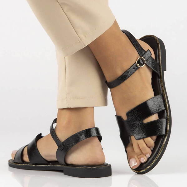 Sandały damskie ze skórzaną wkładką - Filippo DS3702/24, czarne