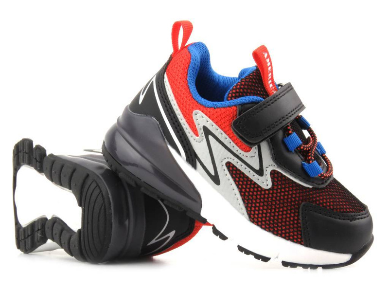 Buty sportowe chłopięce świecące - AMERICAN CLUB ES120/23, czarne