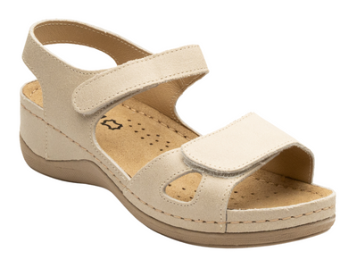 Sportowe sandały damskie na rzepy - Leon 935, beżowe