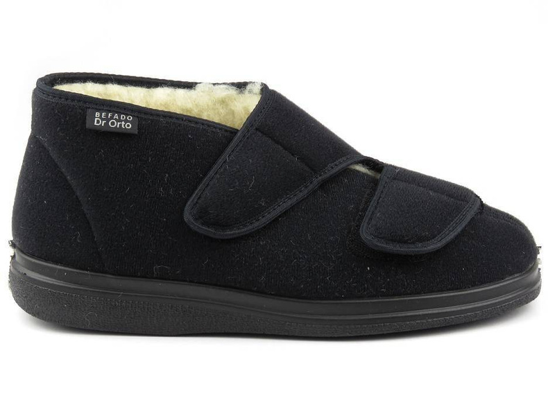Zimowe kapcie damskie z wełną - Befado dr Orto 986D011, czarne