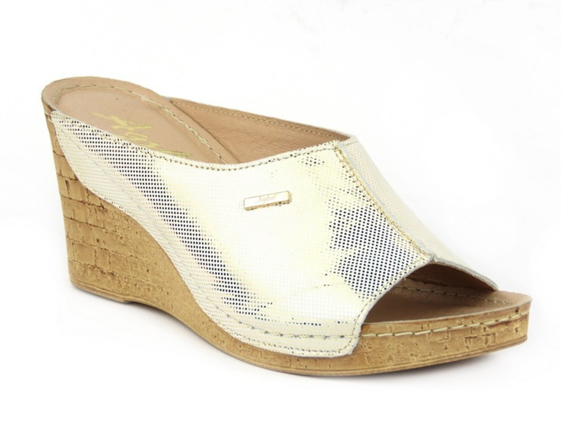 Miękkie klapki damskie na koturnie - Agxbut 500, granatowe