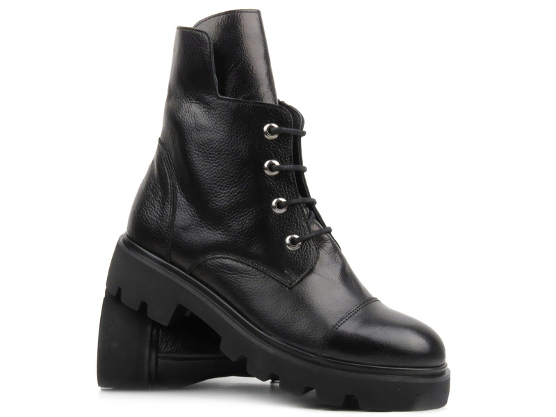 Botki, trzewiki damskie ze skóry naturalnej- VENEZIA 00101516D, czarne