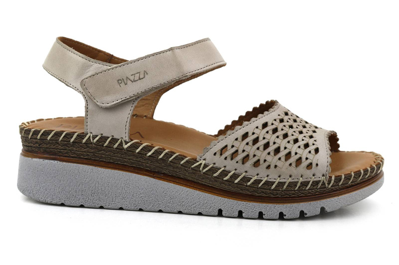 Sandały damskie na koturnie - PIAZZA 910127-91, szare