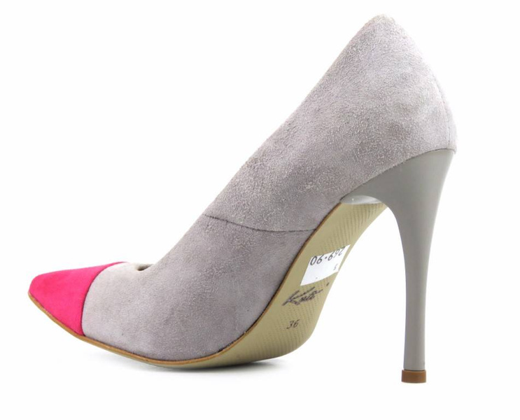 Zamszowe czółenka na szpilce - KATI 1831, szare