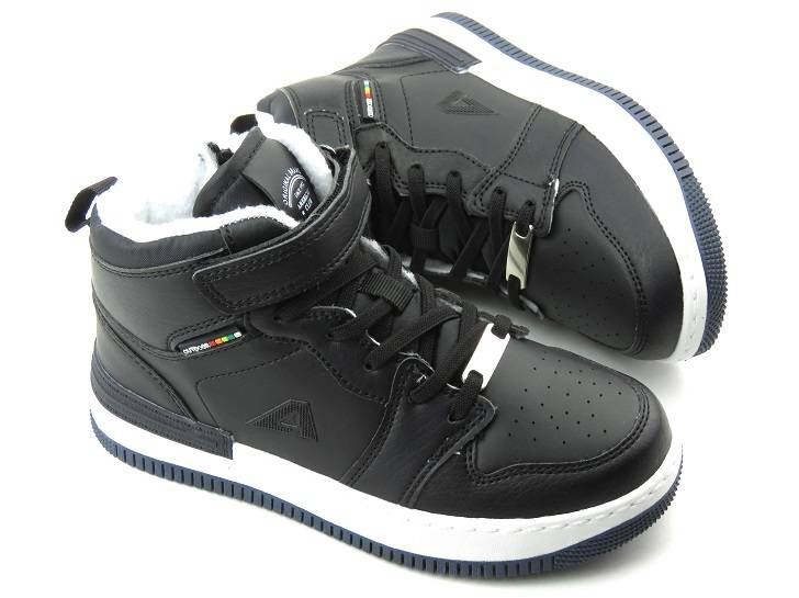 Buty zimowe dziecięce z grubym polarem - AMERICAN CLUB ES104/22, czarne
