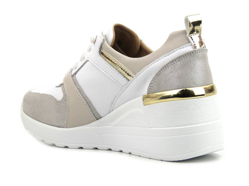 Sneakersy, buty sportowe damskie S. BARSKI AL21405, białe