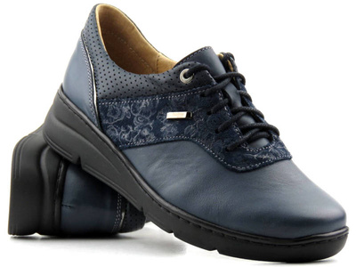 Półbuty damskie, sneakersy polskiej produkcji - HELIOS Komfort 396, granatowe