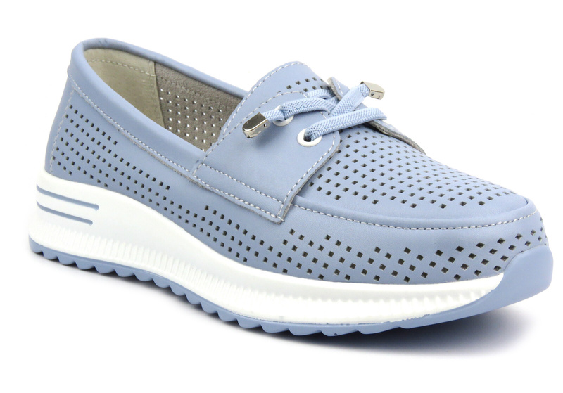 Ażurowe półbuty damskie - Artiker 52C1887, niebieskie