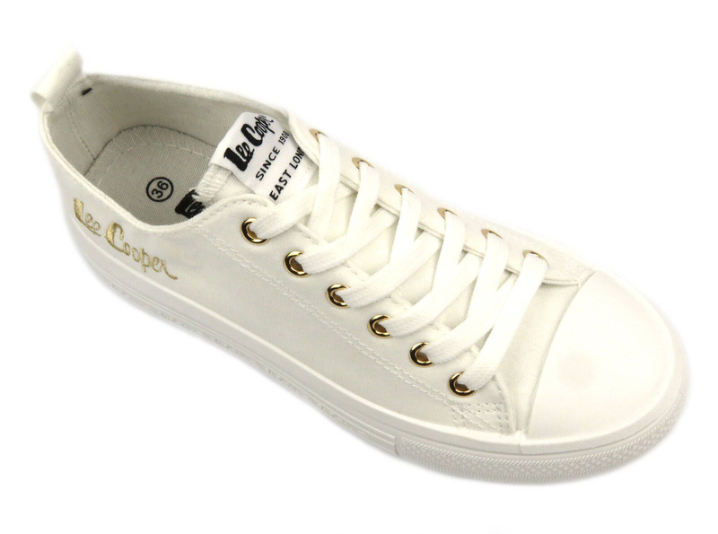 Trampki damskie na platformie - Lee Cooper LCW-24-44-2462L, białe