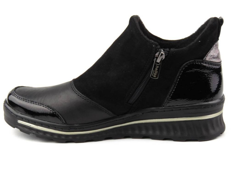 Botki damskie na suwak - HELIOS Komfort 507, czarne