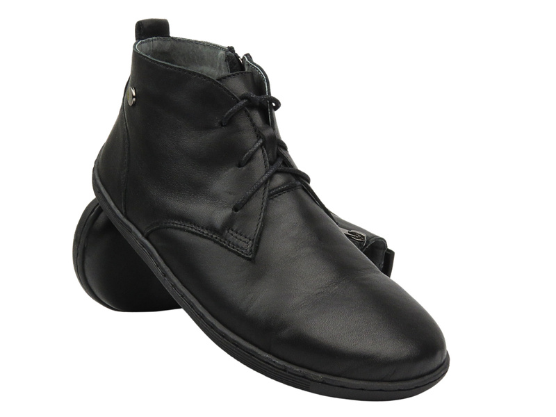 Barefoot skórzane minimalistyczne botki damskie czarne HELIOS Komfort 699