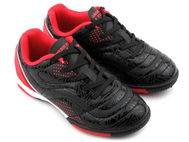 Buty sportowe dziecięce typu turfy - American Club OG 09/20, czarno-czerwone