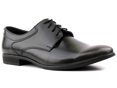 Skórzane półbuty męskie wizytowe MOSKAŁA A116, czarne