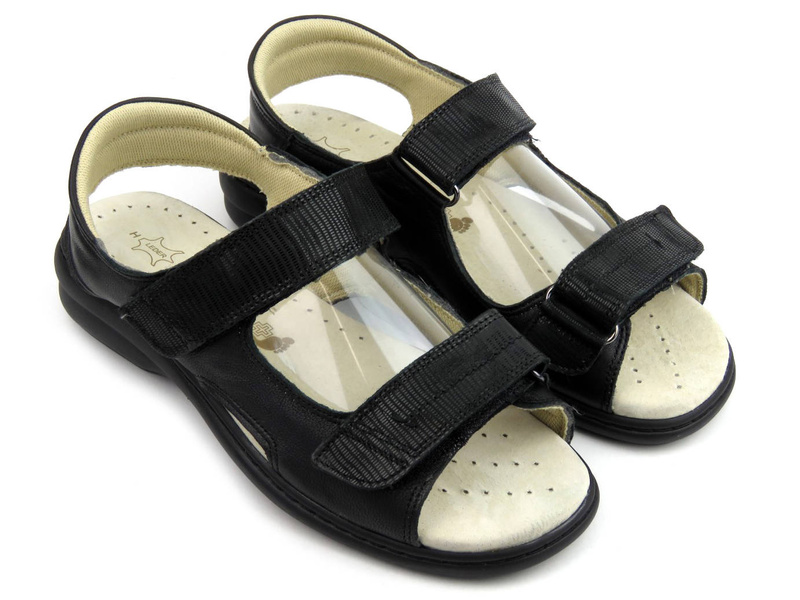 Wygodne sandały damskie w tęgości H - AXEL KOSELA 2154/9154, czarne