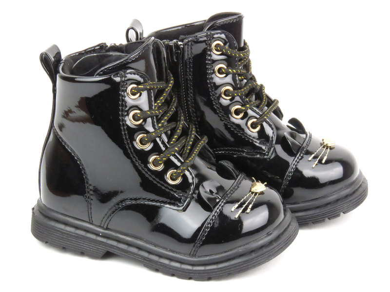 Ciepłe botki, trapery dziecięce - Miss E 21DZ23-4309, czarne