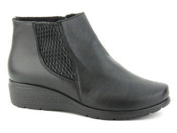 Botki damskie na suwak - HELIOS KOMFORT 704, czarne