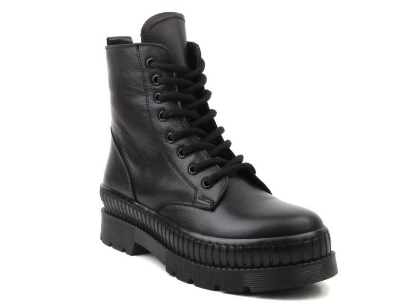 Botki damskie skórzane - VACARRO 490, czarne