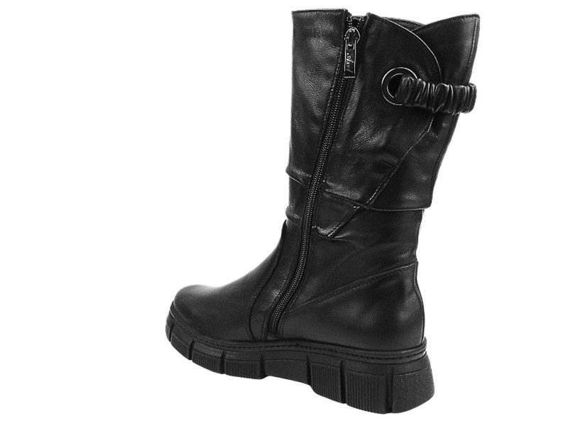 Skórzane kozaki damskie - AXEL 4501, czarne