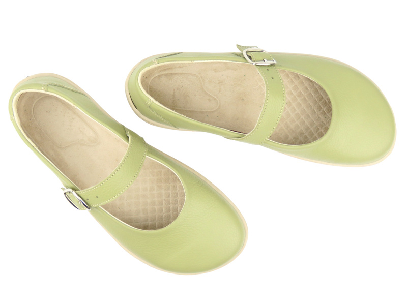Barefoot skórzane minimalistyczne półbuty Helios Komfort 471, limonkowe