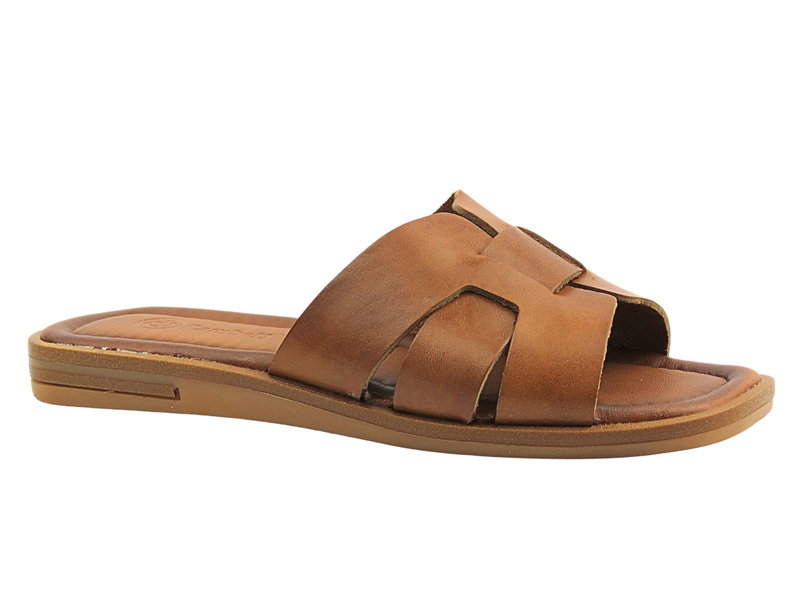 Skórzane klapki damskie brązowe Cambell 25-64310