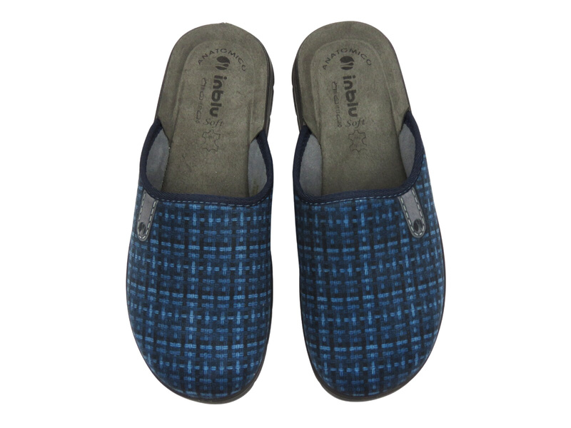 Kapcie męskie ze skórzaną wkładką granatowe Inblu BG-61