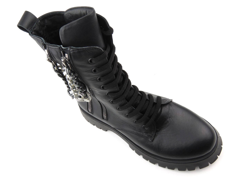 Czarne workery damskie z ociepleniem - VENEZIA 836610