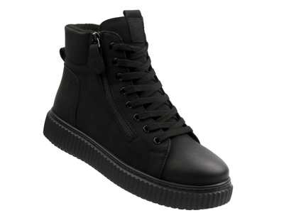 Skórzane botki damskie czarne Cambell 25-19345