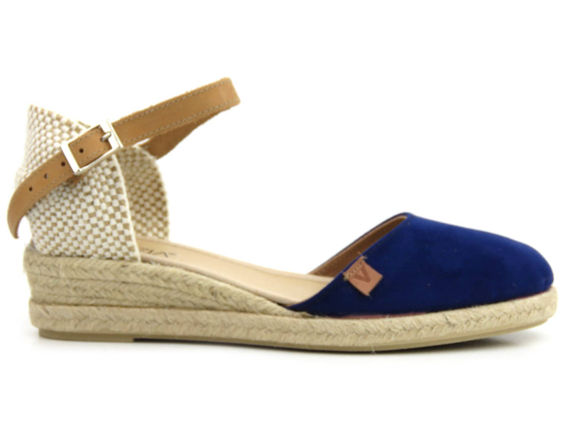 Sandały, espadryle damskie na koturnie - VENEZIA 230803, granatowe