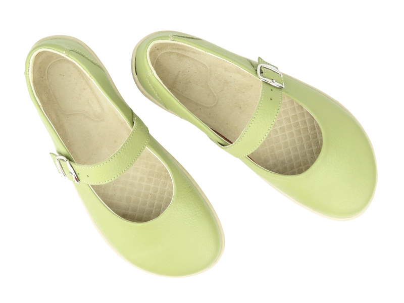 Barefoot skórzane minimalistyczne półbuty Helios Komfort 471, limonkowe
