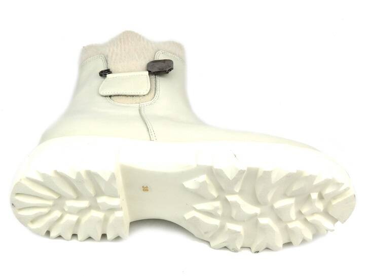 Botki, trzewiki damskie lakierowane - VENEZIA 3629, kremowe