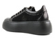 Skórzane buty damskie na platformie - Carinii B9405, czarne