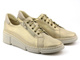 Skórzane sneakersy damskie z połyskiem - Wasak  0681, złote