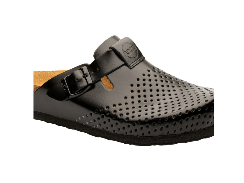 Skórzane Klapki Damskie Leon 4250, czarne