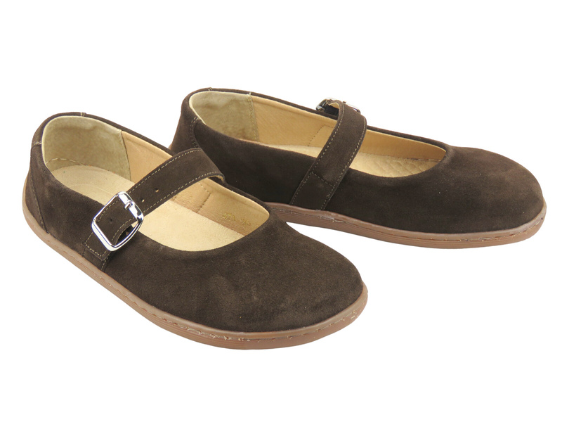 Barefoot skórzane minimalistyczne półbuty Helios Komfort 471, ciemny brąz