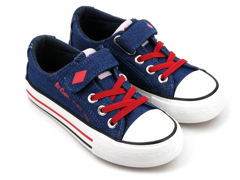 Trampki dziecięce na rzep - LEE COOPER 22-44-0801K, jeans
