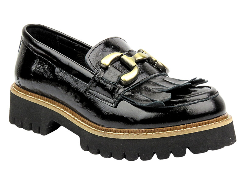 Wygodne lordsy damskie na grubej platformie - VENEZIA E006PABLOBM041, czarne