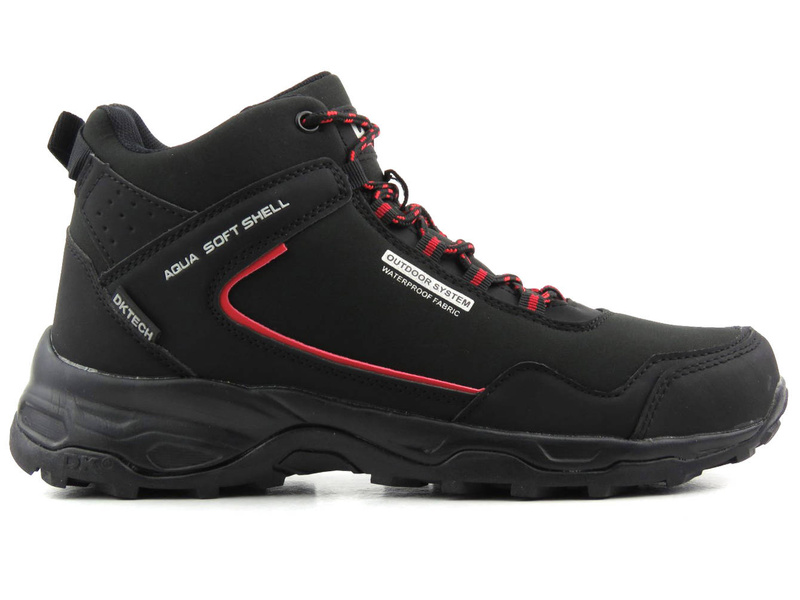 Wysokie trekkingi męskie OUTDOOR DK Aqua Soft Shell 1029, czarne z czerwonym