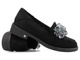 Eleganckie półbuty, loafersy damskie zamszowe - Potocki 23-12043BK, czarne 