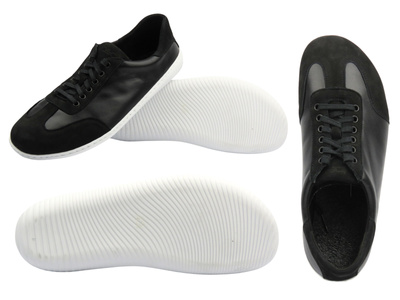 Barefoot skórzane minimalistyczne półbuty męskie czarne Wasak 0742