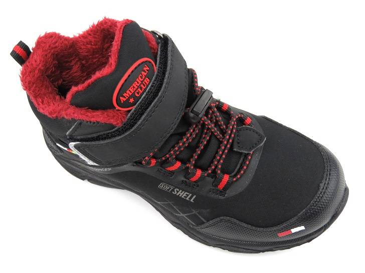 Śniegowce, trapery dziecięce - AMERICAN CLUB HL 28/22, czarne z czerwienią