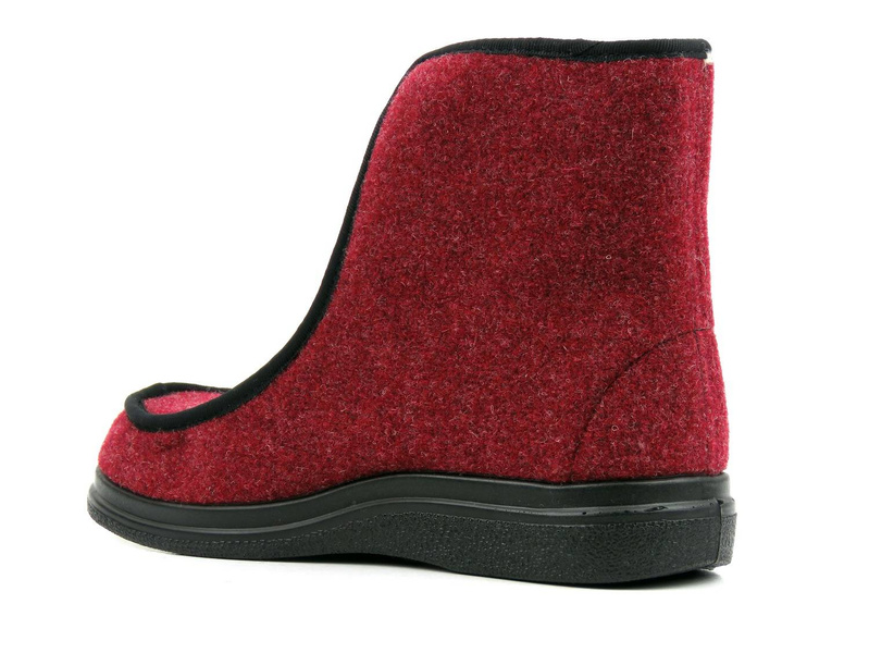 Wysokie, ciepłe kapcie na suwak - BEFADO Dr Orto 996D005, bordowe