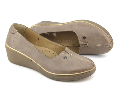 Półbuty damskie na koturnie - Helios Komfort 416, beżowe