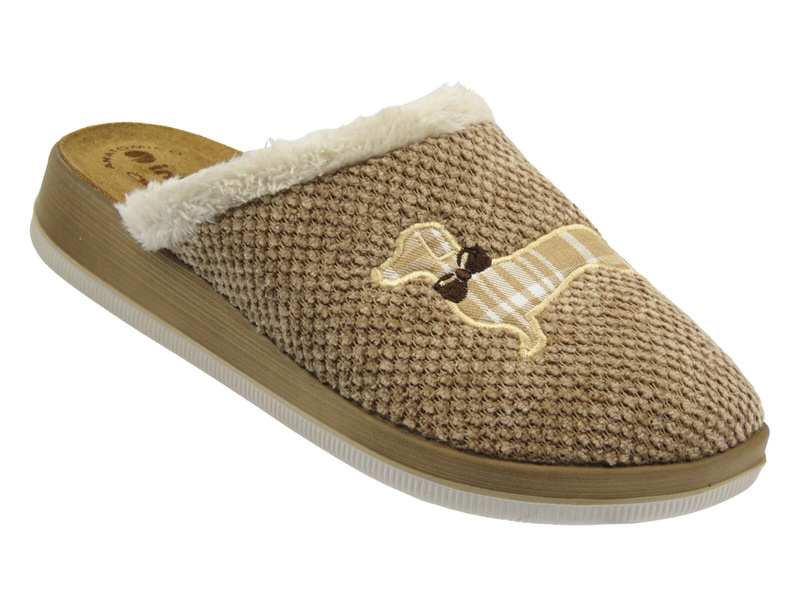 Miękkie kapcie damskie ze skórzaną wkładką beżowe Inblu CT-42 