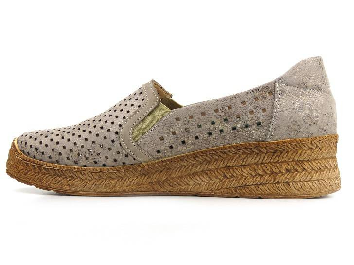 Półbuty damskie na a la plecionej podeszwie - AXEL 1907, beżowe