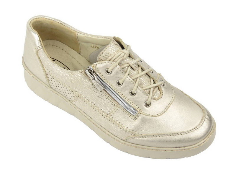 Złote sneakersy damskie na lekkiej i elastycznej podeszwie - Helios Komfort 378