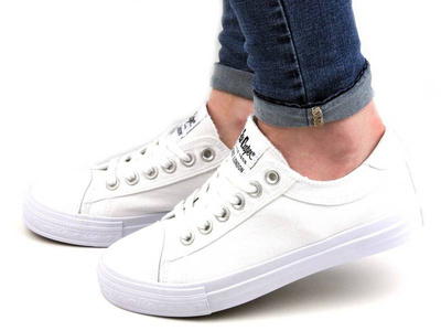 Jednolite, białe trampki damskie Lee Cooper 21-31-0145L