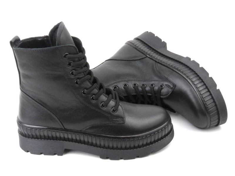 Botki damskie skórzane - VACARRO 490, czarne