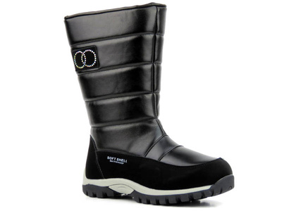 Śniegowce dziecięce z softshell i membraną - WOJTYŁKO 23038, czarne