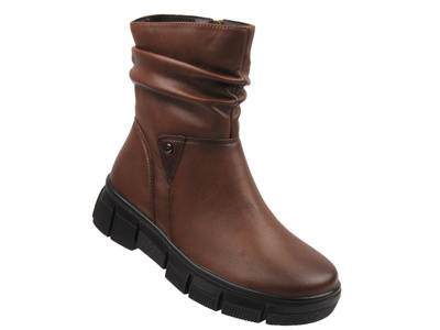 Stylowe, ocieplane botki damskie Cambell 25-19304, brązowe